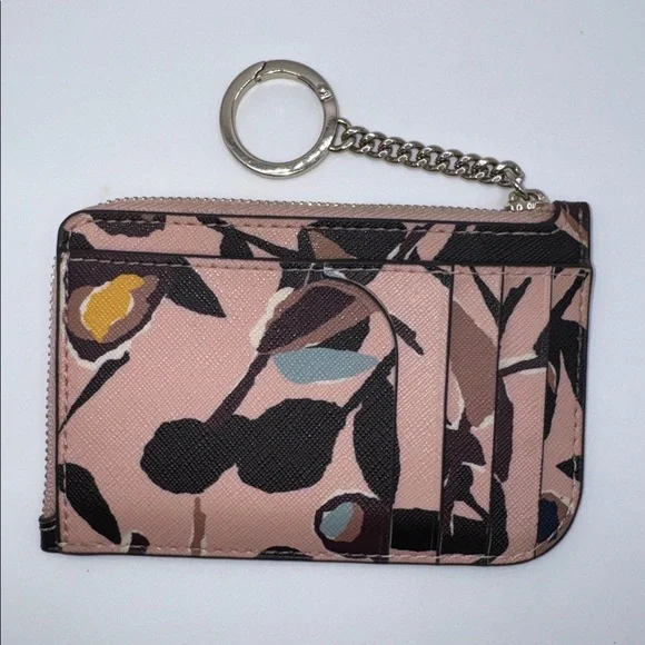 Kate Spade New York Cameron Paper Rose L-Zip Card Holder COA
